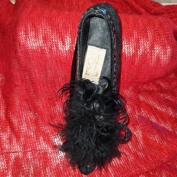 Wayne M Kleski Mini Decorative Shoe Velvet Heel w/ Boa Feathers Sequins Vintage - Picture 7 of 13